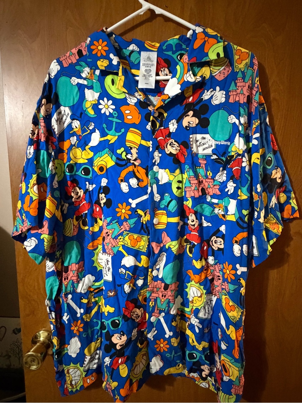 Disney Multicolor Mickey & Friends Hawaiian Button-Down Shirt - Blue Base